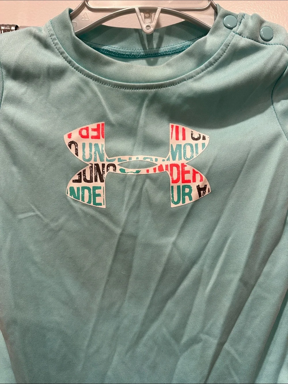 Under Armour Teal Baby Logo Bodysuit with Multicolor Print